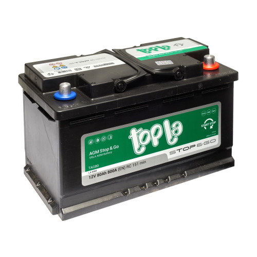 Авто акумулятор Topla AGM 80Ah 800A R+ (правий +) L4