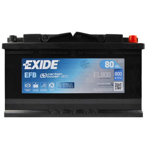 Автомобільний акумулятор EXIDE EFB 80Аh 800A R+ Start-Stop (EL800)
