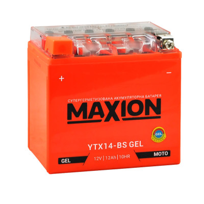 Мото акумулятор MAXION Gel 12V, 12A L+ (лівий +) YTX 14-BS Мото акумулятор MAXION Gel 12V, 12A L+ (лівий +) YTX 14-BS