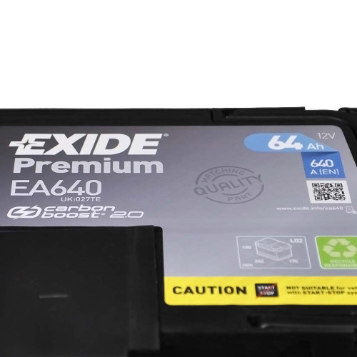 Автомобільний акумулятор EXIDE Premium 64Аh 640Ah R+ (правий +) EA640