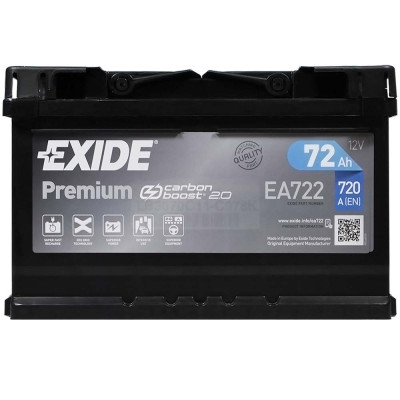 Автомобільний акумулятор EXIDE Premium 72Аh 720Ah R+ (правий +) EA722