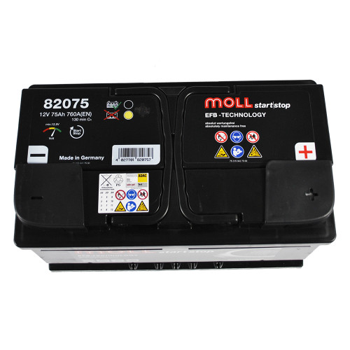 Автомобільний акумулятор MOLL EFB 75Ah 760A R+ (правий+) (Lb4)