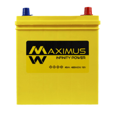 Автомобільний акумулятор MAXIMUS Asia smf (NS40) 45Ah 420A R+ т.к.