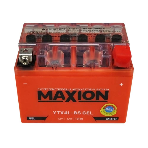 Мото акумулятор MAXION Gel 12V 4A R+ (правий +) YTX 4L-BS