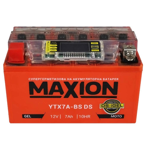 Мото акумулятор MAXION 12V 7A L+ (лівий) YTX 7A-BS DS (DS-iGEL)