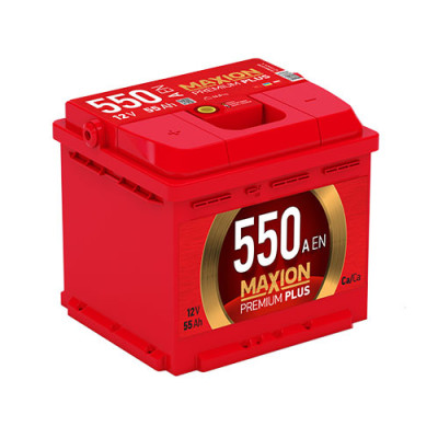 Автомобільний акумулятор MAXION Premium Plus 55Аh 550 L+ (лівий +) Автомобільний акумулятор MAXION Premium Plus 55Аh 550 L+ (лівий +)