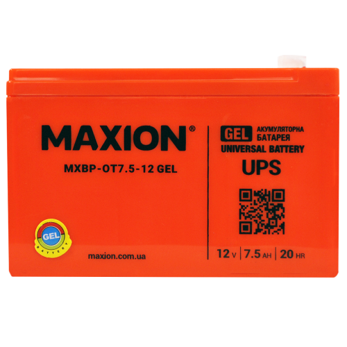 Акумулятор гелевий 12V 7,5Ah MAXION BP OT 7,5 - 12C GEL (лівий+) для електрооприскувачів та ДБЖ