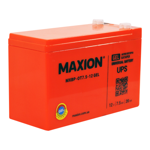 Акумулятор гелевий 12V 7,5Ah MAXION BP OT 7,5 - 12C GEL (лівий+) для електрооприскувачів та ДБЖ