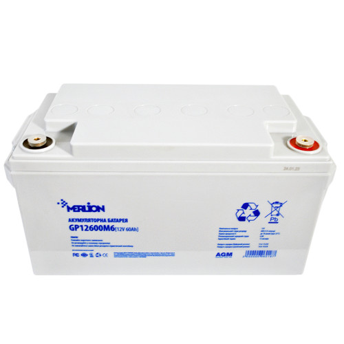 Промисловий акумулятор MERLION AGM 12V 60Ah R+ (правий +)