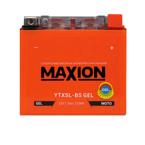 Мото акумулятор MAXION Gel 12V 5A R+ (правий +) YTX 5L-BS