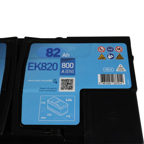 Автомобільний акумулятор EXIDE AGM 82Аh 820A R+ (правий +) Start-Stop EK820