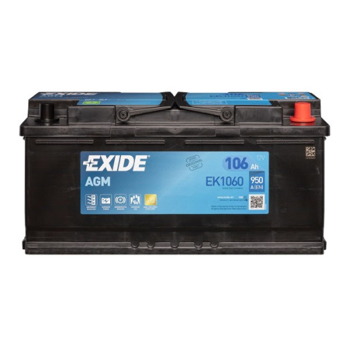 Автомобільний акумулятор EXIDE AGM 106Аh 950A R+ Start-Stop  (правий +) EK1060