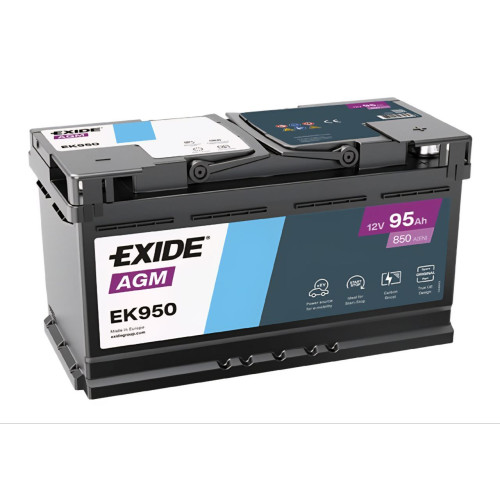 Автомобільний акумулятор EXIDE AGM 95Аh 850A R+ Start-Stop (EK950 NEW)