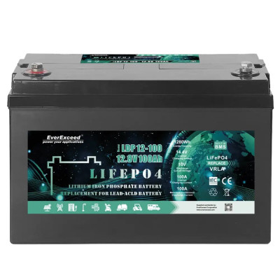 Аккумулятор EverExceed LiFePO4 12V/100AH (1280W*h) (литий-железо-фосфатный аккумулятор для ИБП (UPS))