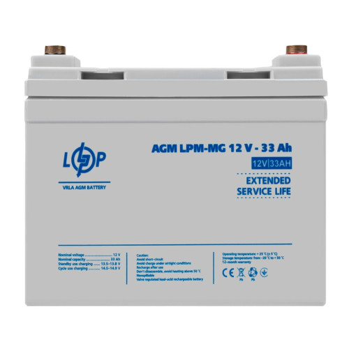 Акумулятор для TESLA S 12V - 33 AGM LogicPower LPM-MG аналог (DCS-33UNCR AGM U1LS, AtlasBX 30Ah, MLTS12330M6, 1480221-00-A)