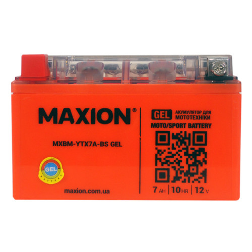 Мото акумулятор MAXION Gel 12V 7A L+ (лівий +) YTX 7A-BS