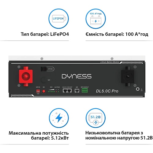 Аккумулятор DYNESS 51.2V 100Ah, DL5.0C Pro 5.12kWh LiFePo4 (литий-железо-фосфатный) Аккумулятор DYNESS 51.2V 100Ah, DL5.0C Pro 5.12kWh LiFePo4 (литий-железо-фосфатный)