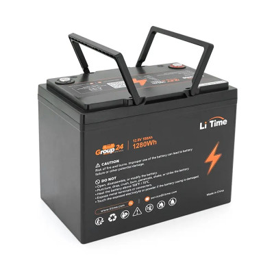 Акумулятор LiTime LiFePO4 12V/100AH Group 24 (1280W*h), (260х170х200мм, для будинку, котла, сонячних батарей)