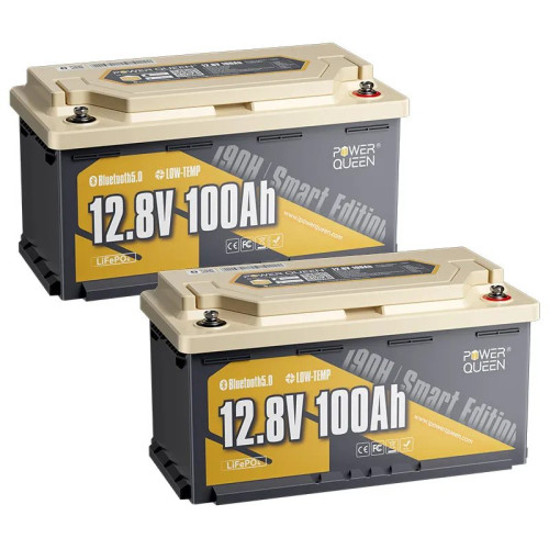 Акумулятор Power Queen LiFePO4 12V/100AH RV190 (1280W*h), (Smart BMS, Bluetooth,  Low Temp)