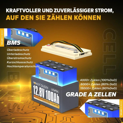 Акумулятор Power Queen LiFePO4 12V/100AH (1280W*h) BASIC Акумулятор Power Queen LiFePO4 12V/100AH (1280W*h) BASIC