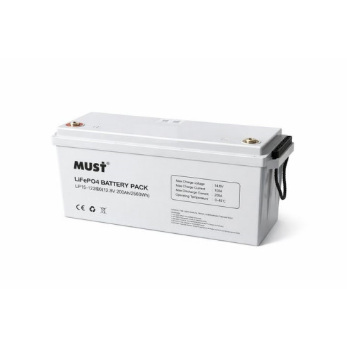 Акумулятор MUST 12,8V/200Ah, 2560W*h, Smart BMS, Bluetooth, (LP15-12200)