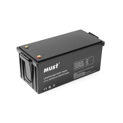 Акумулятор Must LP15-24200, LiFePO4, 25.6V 200AH, (5120 W*h) (літій-залізо-фосфатний акумулятор) Акумулятор Must LP15-24200, LiFePO4, 25.6V 200AH, (5120 W*h) (літій-залізо-фосфатний акумулятор)
